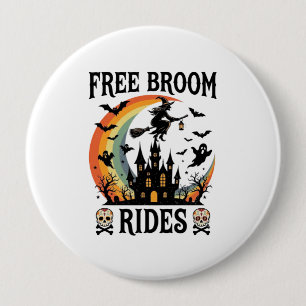 Kostenlose Besenfahrten Halloween Hexe Verlassenes Button