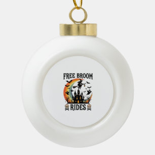 Kostenlose Besenfahrten Halloween Hexe Verlassenes Keramik Kugel-Ornament