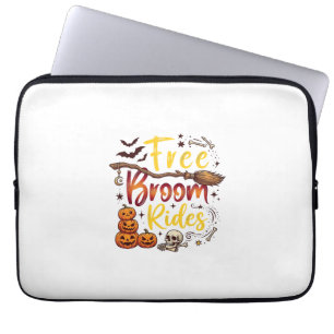 Kostenlose Besenfahrten Halloween Kürbisse Schädel Laptopschutzhülle