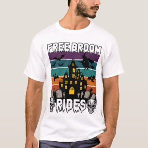 Kostenlose Besenfahrten Halloween Spukhaus Hexe Sk T-Shirt