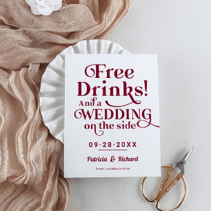 Kostenlose Getränke Lustige Hochzeit Save The Date Postkarte