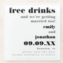Kostenlose Getränke Save the Date heiraten