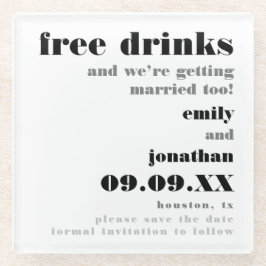 Kostenlose Getränke Save the Date heiraten Glasuntersetzer