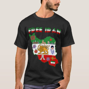 Kostenlose Iran-Karte – Persischer Löwe und Sonnen T-Shirt