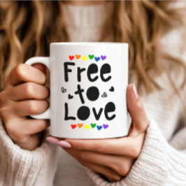 Kostenlose Liebe Tasse - Rainbow Heart Pride Coffe