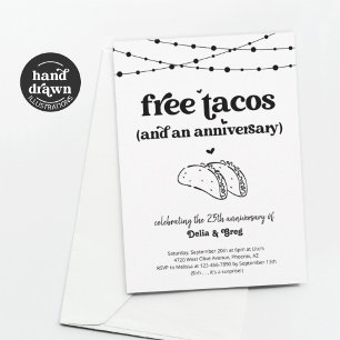 Kostenlose lustige Taco-Jubiläums-Party-Einladung Einladung