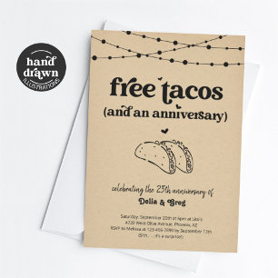 Kostenlose lustige Taco-Jubiläums-Party-Einladung Einladung