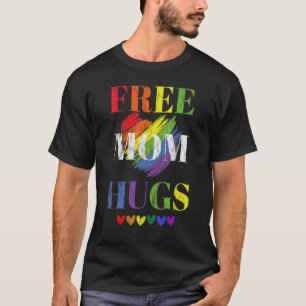 Kostenlose Mama Hugs Lgbtq Herz Lesbian Gay Pride  T-Shirt