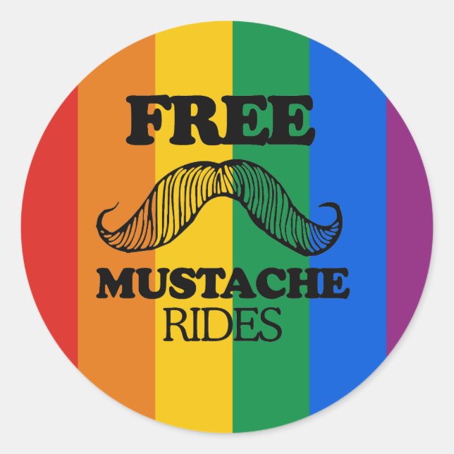 KOSTENLOSE MUSTACHE-RIDES RUNDER AUFKLEBER (Vorderseite)