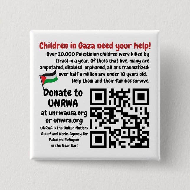 KOSTENLOSE PALÄSTINE - Hilfe für Gaza-Kinder nach  Button (Vorderseite)