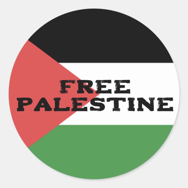 KOSTENLOSE PALESTINE FLAG ROTES SCHWARZES GRÜNWEIS RUNDER AUFKLEBER (Vorderseite)