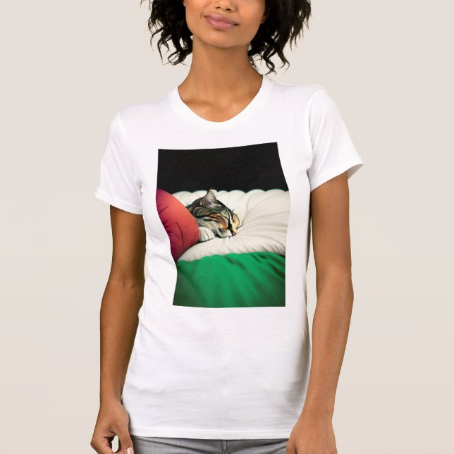 KOSTENLOSE PALESTINE-Flaggenkatze T-Shirt (Vorderseite)