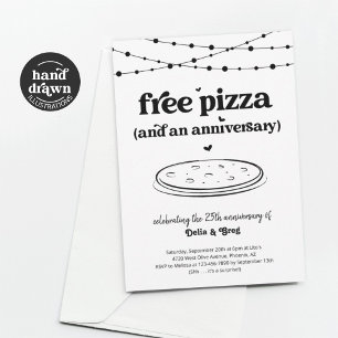 Kostenlose Pizza Lustige Jubiläums-Party-Einladung Einladung
