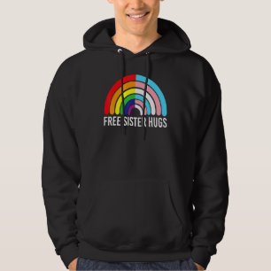 Kostenlose Schwester Umarmungen Regenbogen Transge Hoodie