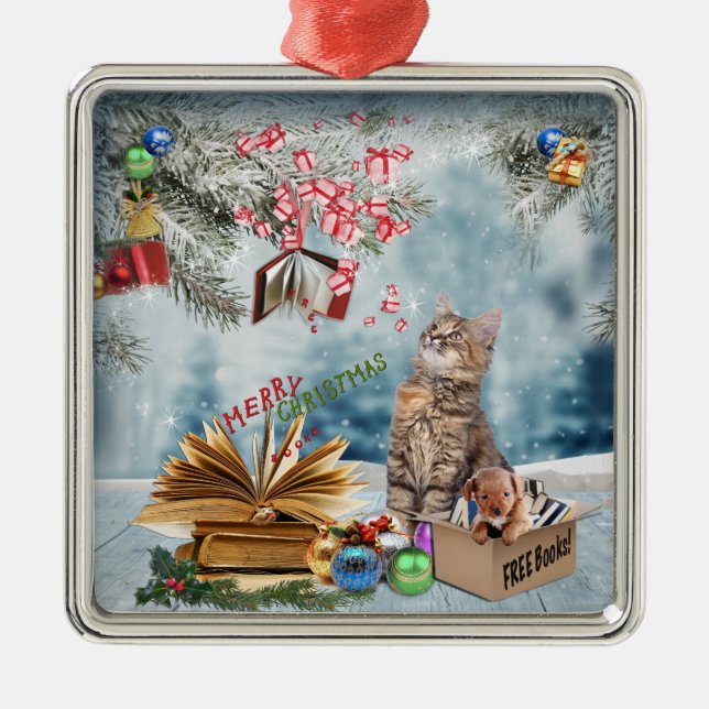 Kostenlose Weihnachtsbücher Ornament Aus Metall (Vorne)