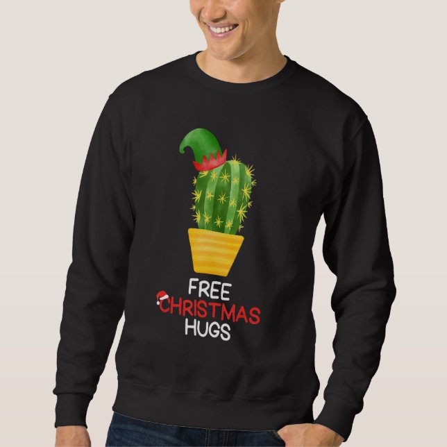Kostenlose Weihnachtshugs Kaktus Sweatshirt (Vorderseite)