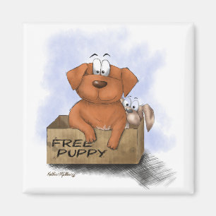 Kostenloser Welpen-Cartoon Plus 1 Magnet