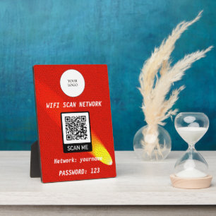 Kostenloser Wifi QR Code Orange Leder Spotlight Fotoplatte