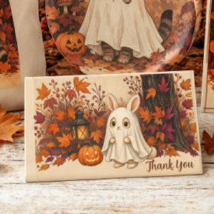 Kostenloses Halloween-Dankeschön für Hasen-Geist-K Dankeskarte
