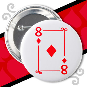 Kostenloses Kostüm Acht Karte 8 von Diamanten Button