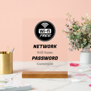 Kostenloses WLAN-Passwort-Schild Netzwerkname un Acrylschild