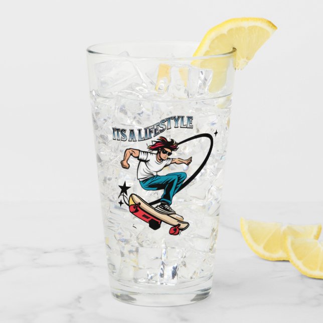 Kostenvoranschlag für coolen Cartoon Skateboarder Glas (Rückseite Ice)