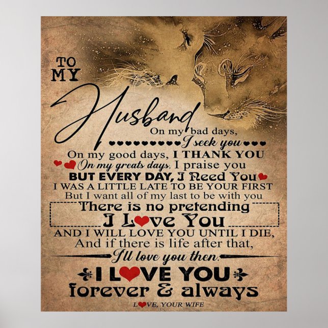 Kostenvoranschlag für Liebe von Ehemann | Schönes  Poster (Vorne)
