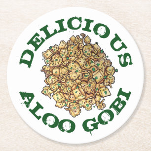 Köstliche Aloo Gobi Indian Food Cauliflower Curry Runder Pappuntersetzer