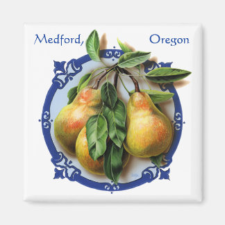 Köstliche Birnen. Rogue Valley Medford Souvenir. Magnet