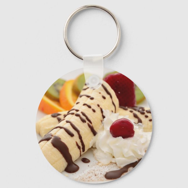Köstliche Creme und Banana-Dessert Schlüsselanhänger (Vorderseite)