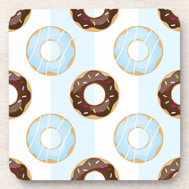 Köstliche Donuts Blue Stripes Plastik-Untersetzer Untersetzer (Vorderseite)