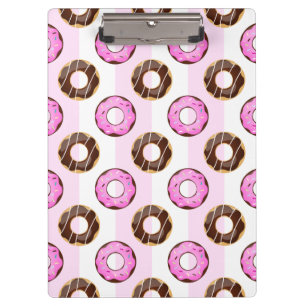 Köstliche Donuts Pink Stripes Muster Zwischenablag Klemmbrett