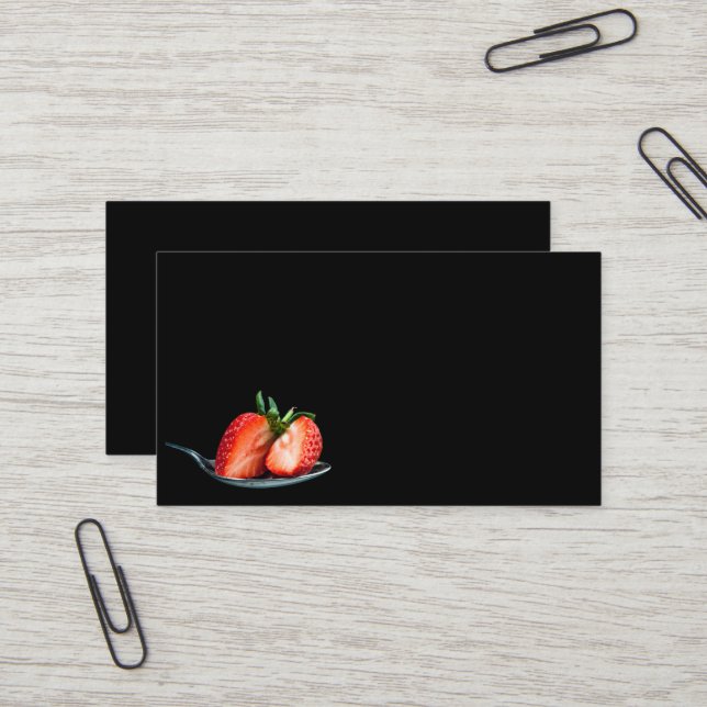 Köstliche Erdbeeren auf einer Löffel-Visitenkarte Visitenkarte (Vorderseite/Rückseite Beispiel)