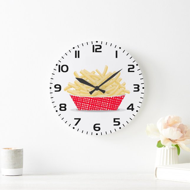 Köstliche französische Fries Retro Fast Food Große Wanduhr (Von Creator hochgeladen)