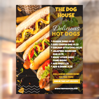 Köstliche Hotdogs Restaurant Front Large Fensteraufkleber