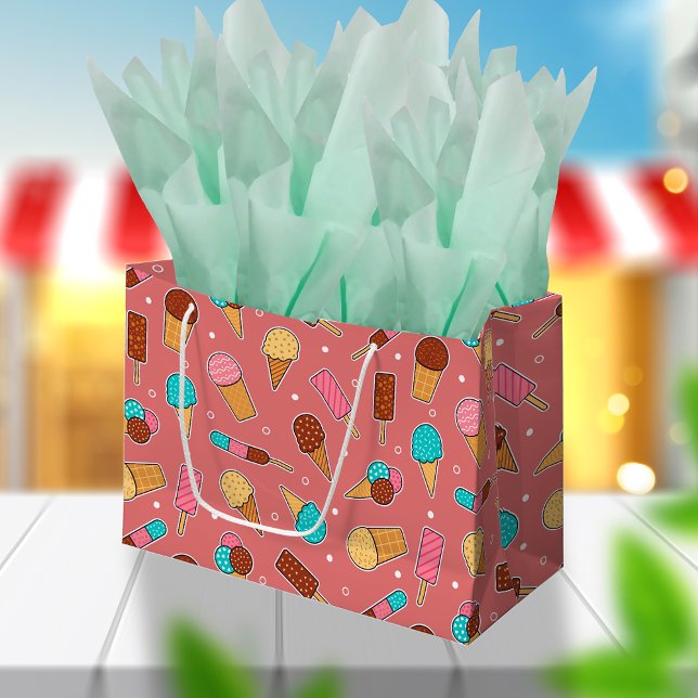 Köstliche Ice Creme Delikatessen | Dunkelrosa Leck Große Geschenktüte (Von Creator hochgeladen)