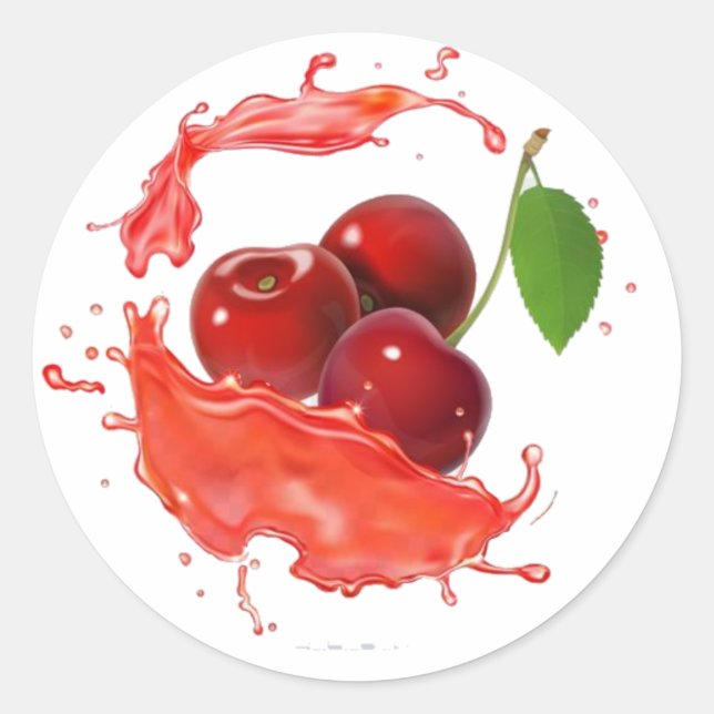 Köstliche Juicy Cherries. Obst und Shirt. Runder Aufkleber (Vorderseite)
