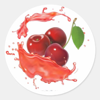 Köstliche Juicy Cherries. Obst und Shirt. Runder Aufkleber