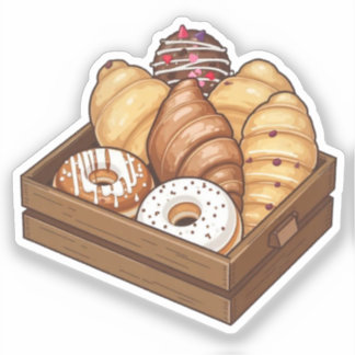 Köstliche Konditorei Box mit Leckereien Aufkleber
