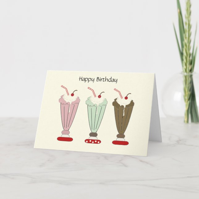 Köstliche Milkshake zum Geburtstag Karte (Vorderseite)