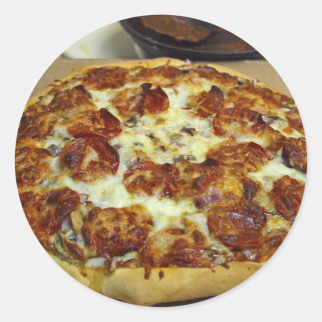 Köstliche Pizza Runder Aufkleber (Vorderseite)