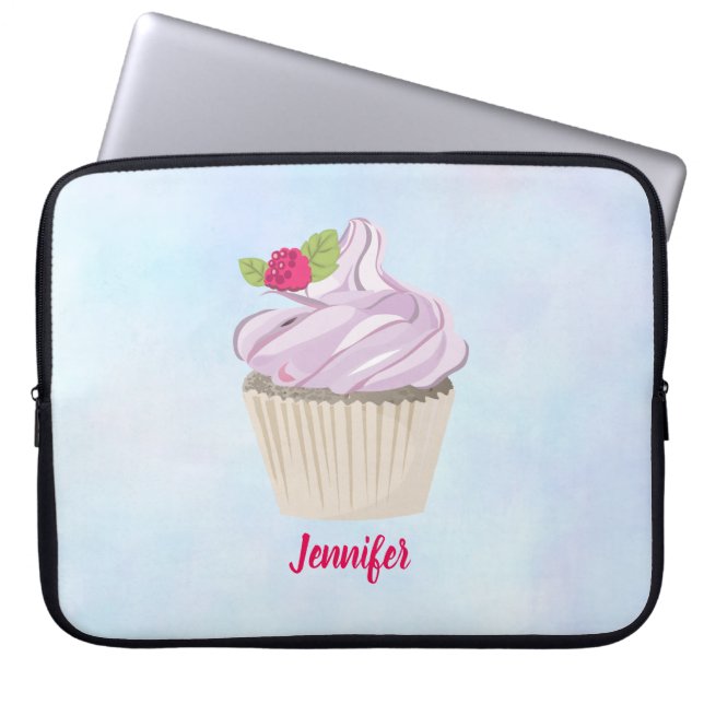 Köstliche rosa Cupcake Berry auf Top Custom Laptopschutzhülle (Vorderseite)