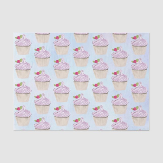 Köstliche rosa Cupcake Berry oben Seidenpapier (Vorderseite)