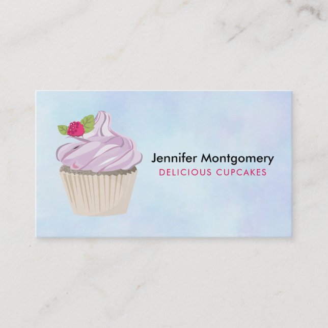 Köstliche rosa Cupcake Berry oben Visitenkarte (Vorderseite)