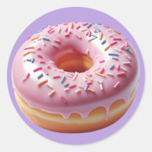 Köstliche Rosa Donut mit Sprinklerklammern Aufkleb