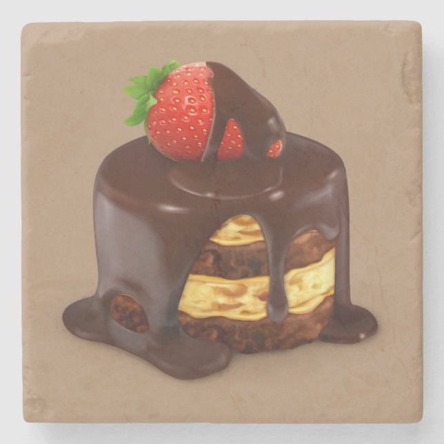 Köstliche Schokolade Ice Cream Cake Steinuntersetzer (Vorderseite)