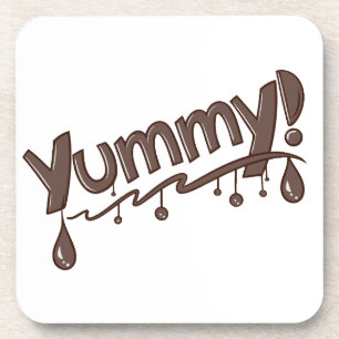 Köstliche Schokolade treiben Textdesign "Yummy" Getränkeuntersetzer