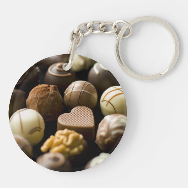 Köstliche Schokoladenpralinen Schlüsselanhänger (Rückseite)