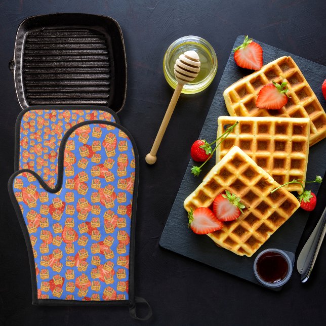 Köstliche Waffeln und Fruchtblau Ofenhandschuh & Topflappen-Set (Von Creator hochgeladen)