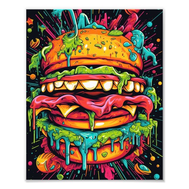 Köstlicher beängstigender Monsterburger Fotodruck (Vorne)